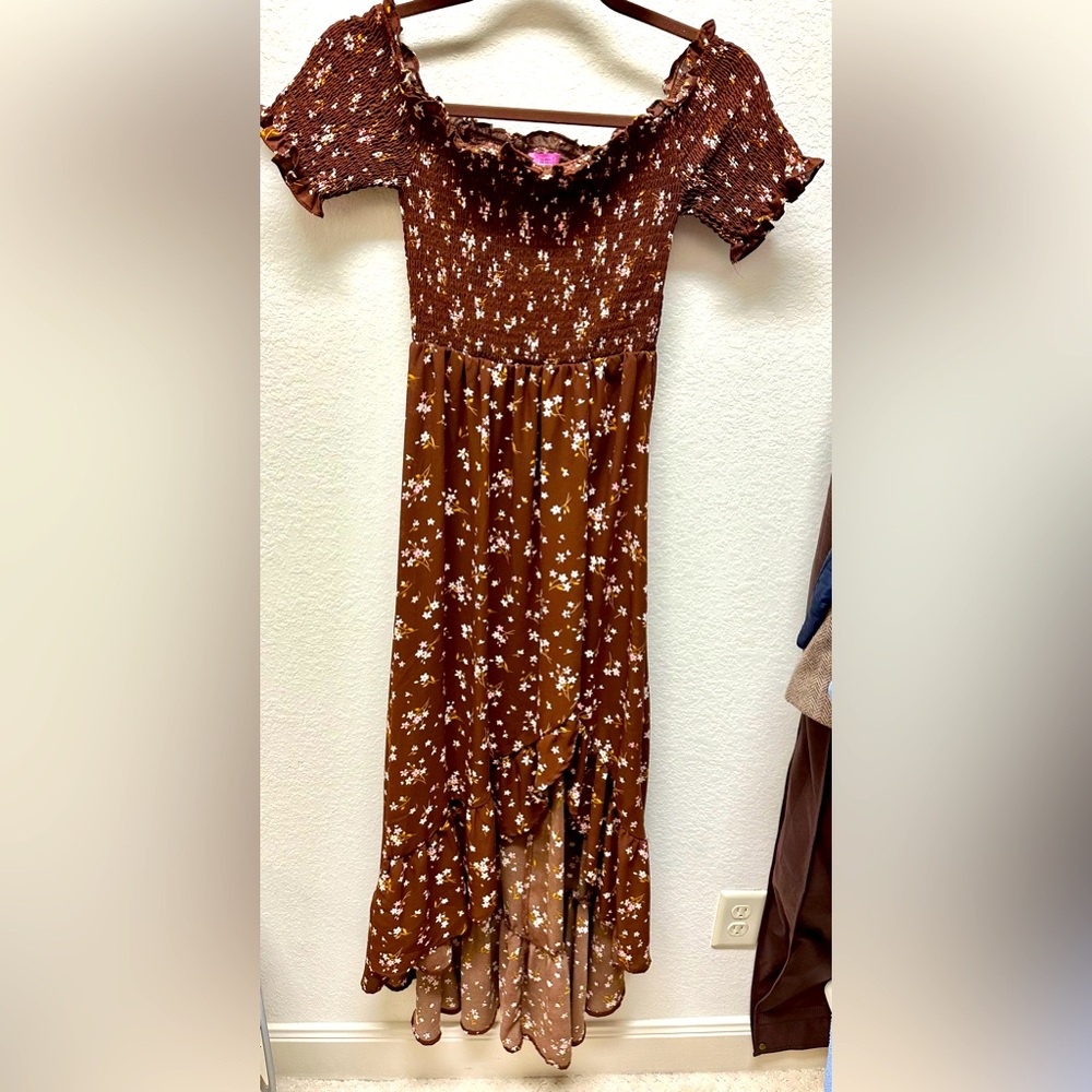Francesca high-low off the shoulder dress